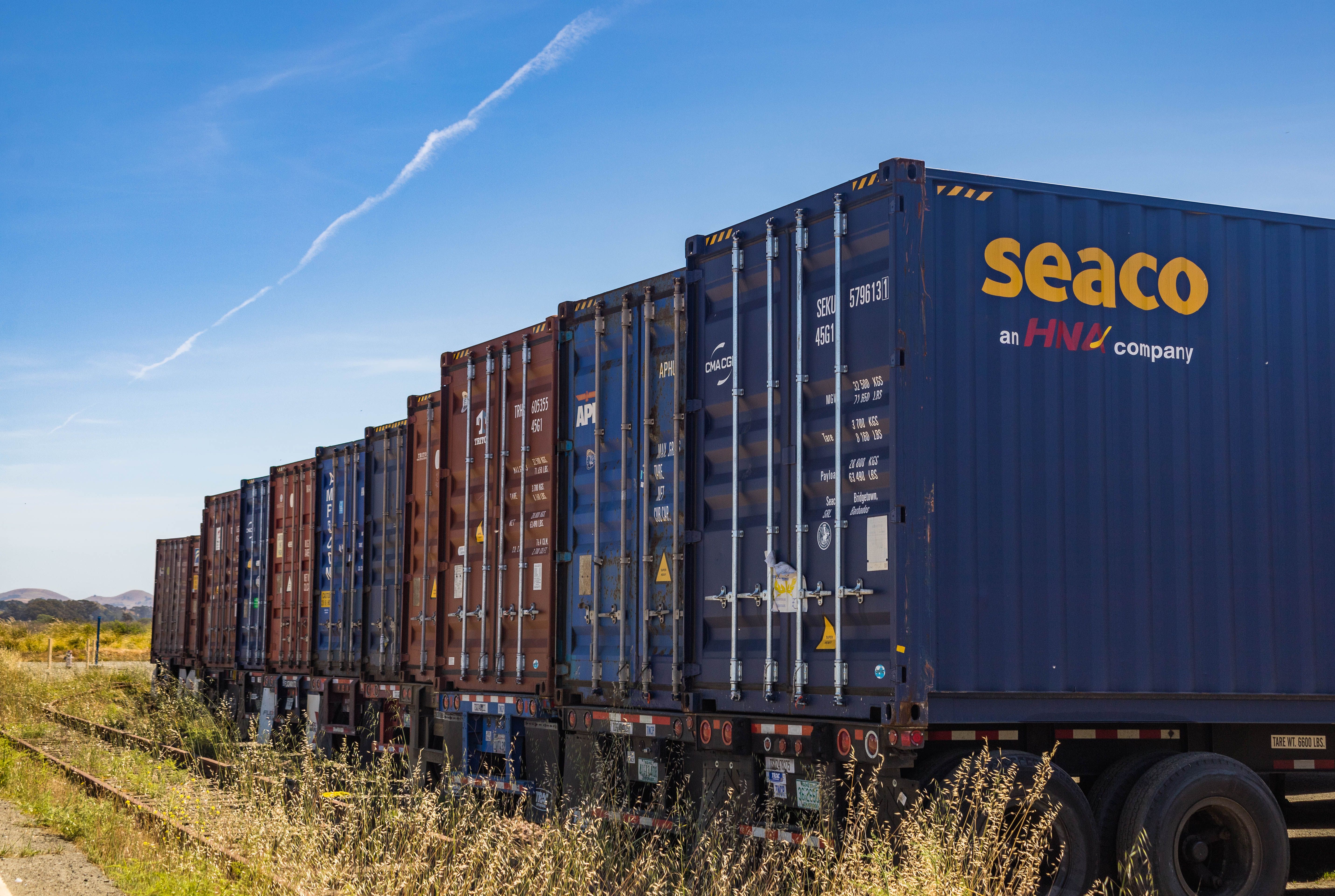 Freight truck transporting goods on highway