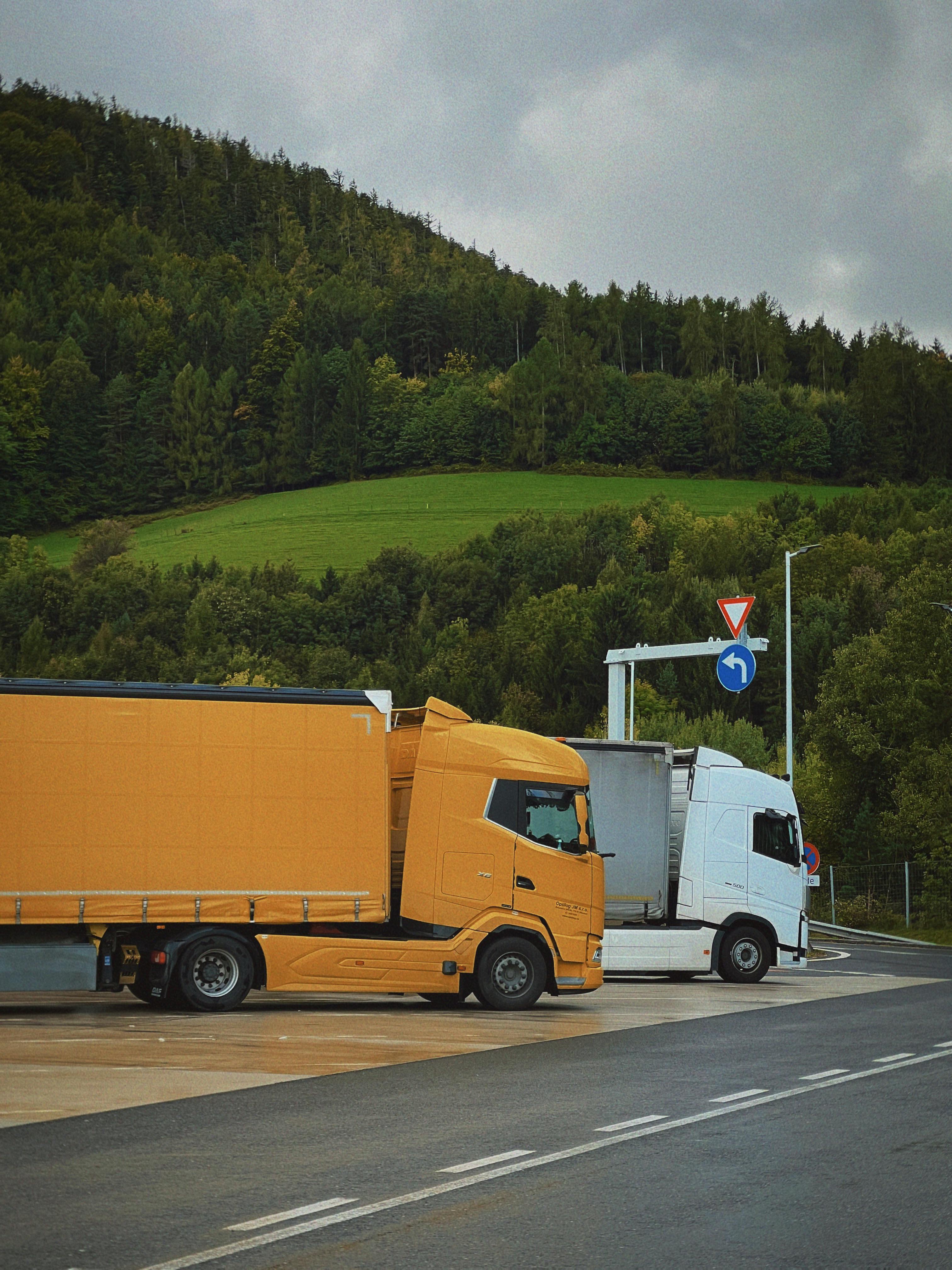 Long-haul truck on interstate highway